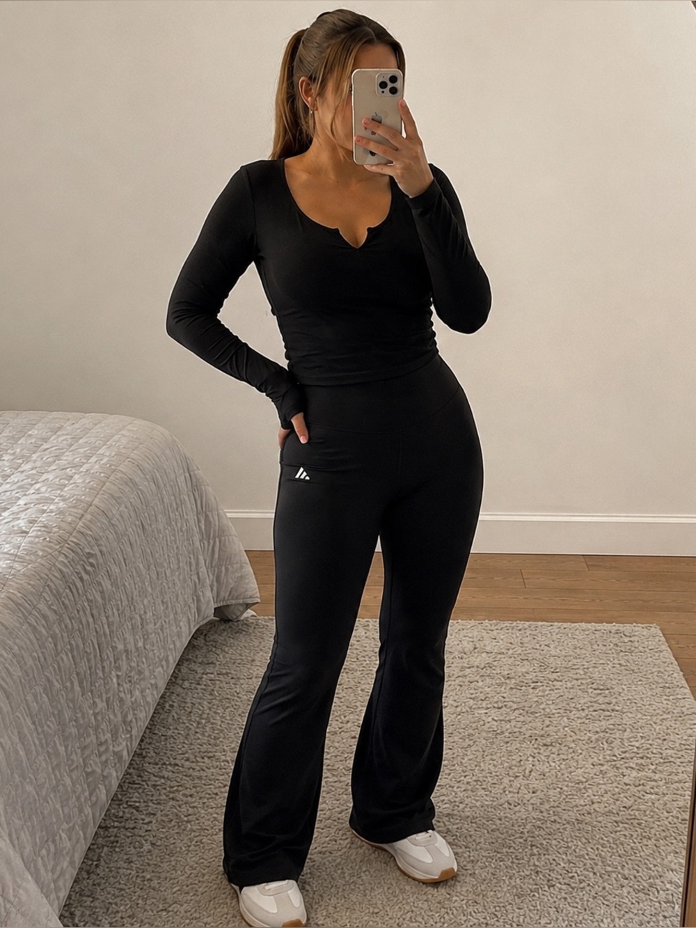 Adidas Essentials Flared Yoga Pants Leggings Black High Waist Size Large Tall